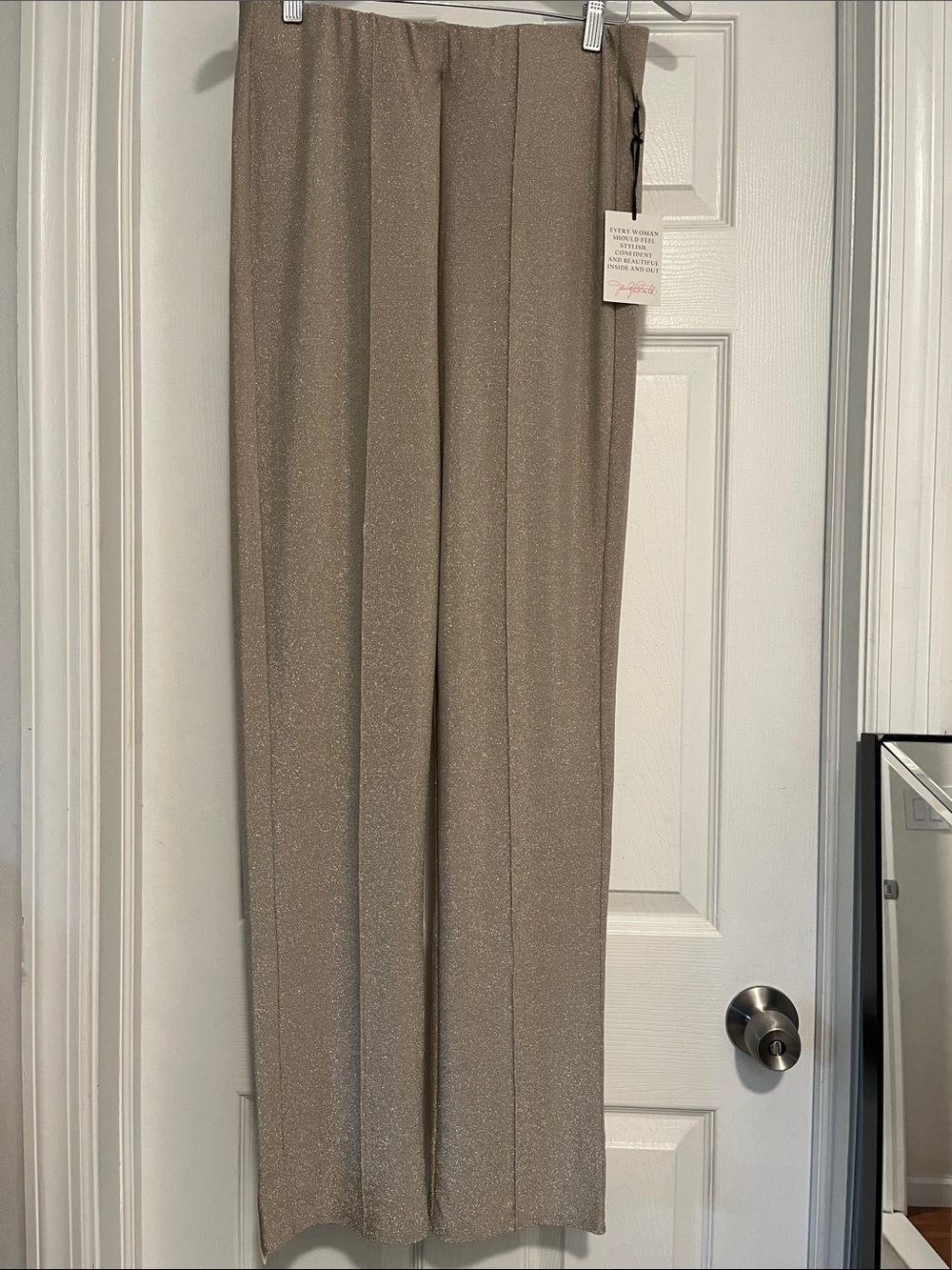 Jaclyn Smith Shimmery Taupe Wide-Leg Pants